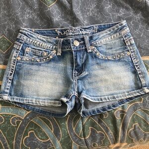 Platinum Plush Distressed Blue Jean Shorts